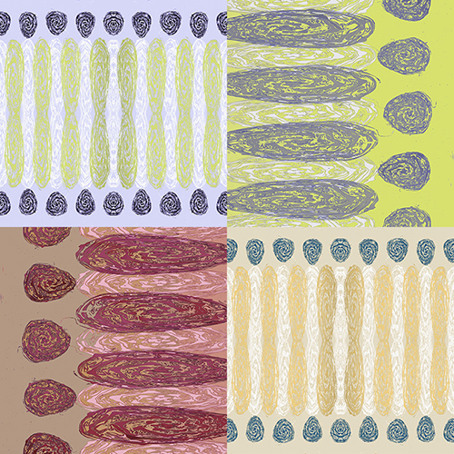 A 4-up grid of 2014 textile design
